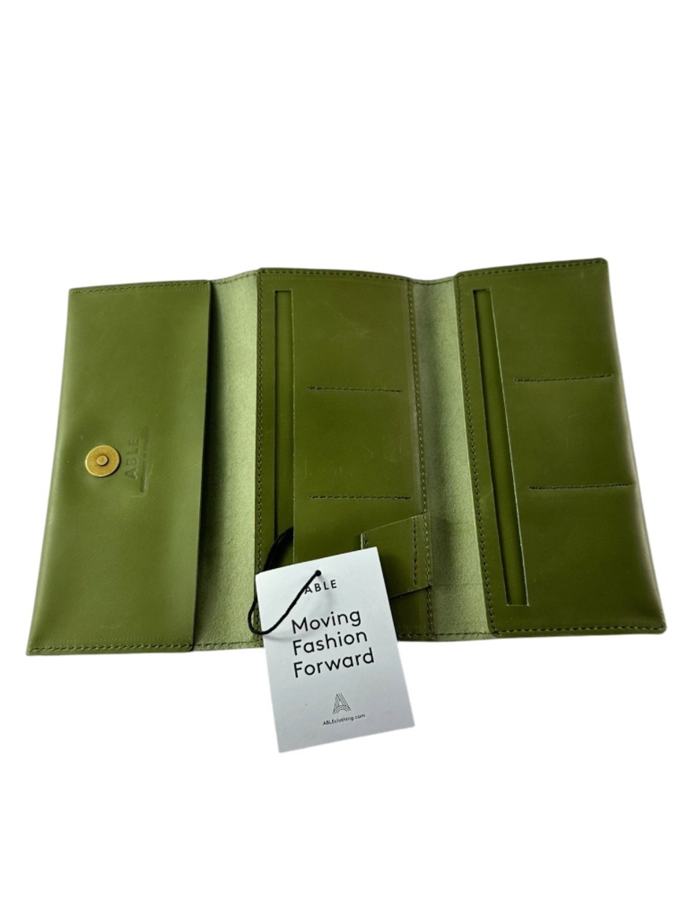 Genuine ABLE Debre Green Genuine Leather Checkbook Organizer Wallet